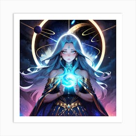 Girl Holding A Star Art Print