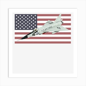 F 102 Delta Dagger Usaf Us Airforce American Flag Art Print