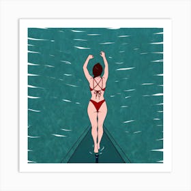 Woman In Bikini On Surfboard 5 Art Print