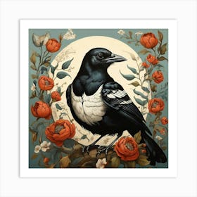 Folk Bird Illustration Magpie Art Print 0 Art Print