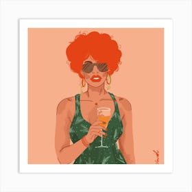 Sexy Woman Drinking A Cocktail Art Print