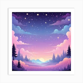 Sky With Twinkling Stars In Pastel Colors Square Composition 260 Art Print