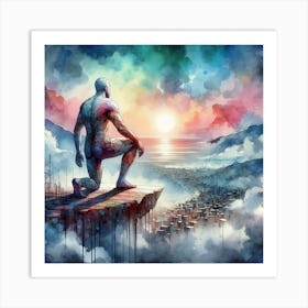 Man On Cliff Art Print