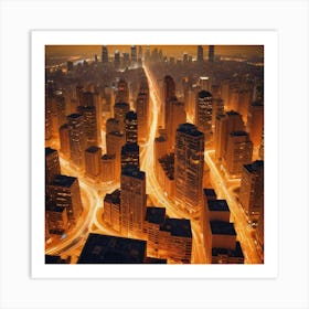 Cityscape At Night 11 Art Print