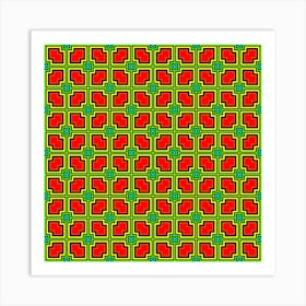 Pattern Modern Texture Seamless Red Yellow Green Art Print