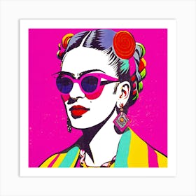 The Pink Portrait Of Frida Kahlo Art Print