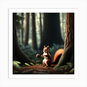 Red Squirrel In The Forest 5 Art Print