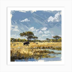 African Elephants 1 Art Print