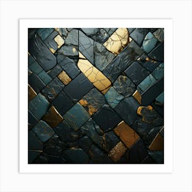 Abstract Gold And Black Mosaic 1 Art Print