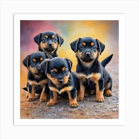 Rottweiler Puppies Art Print