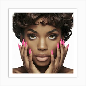 Black Woman With Pink Nails 3 Art Print