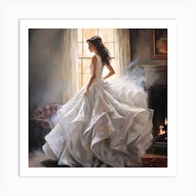 Bride In A White Dress Art Print