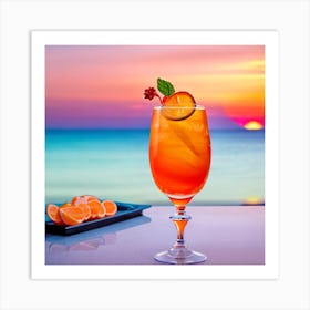 Sunset Cocktail On The Beach Art Print