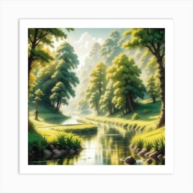River In The Forest 70 Art Print