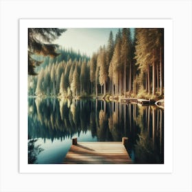 Pier In The Forest Art Print