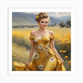 Girl In A Yellow Dress Art Print