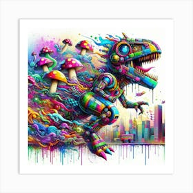 Psychedelic Dinosaur 1 Art Print