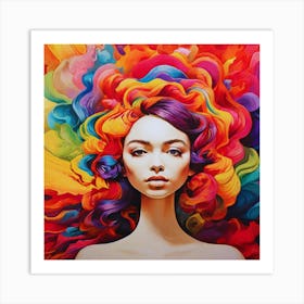 Dream Colors: A girl weaves a poem with the hues of joy and love in her paintings." 1 Art Print