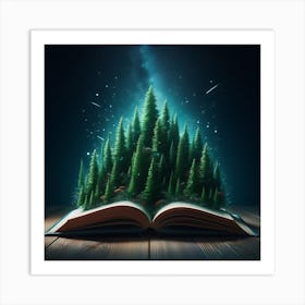 Open Book With Trees Art Print
