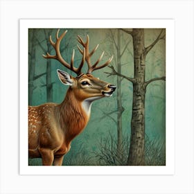 Deer In The Woods 22 Art Print