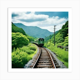 Rail Nature Train Transportation Japan Mountain Way Garden Summer Background Tour Tourism (7) Art Print