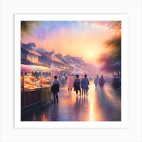 Asian Street Scene Art Print