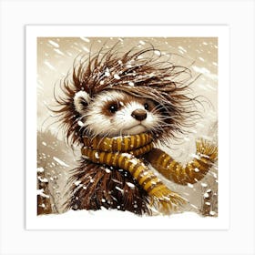 Little Squirrel In The Snow Art Print