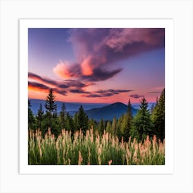 Dark Midnight Sky With Brightly Coloured Firewor Art Print