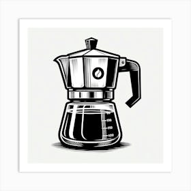 Black And White Coffee Maker Art Print