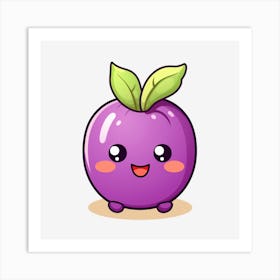 Kawaii Purple Apple Art Print