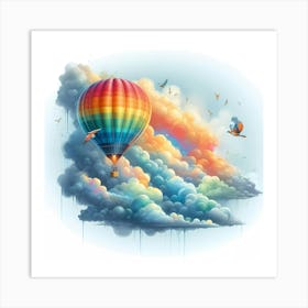 Hot Air Balloon In The Clouds Art Print