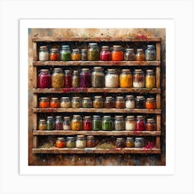 Spices Arranged On The Shelf Art Print