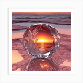 Vivid Colorful Sunset Viewed Through Beautiful Crystal Glass Mirrow, Close Up, Award Winning Photo (1) Art Print