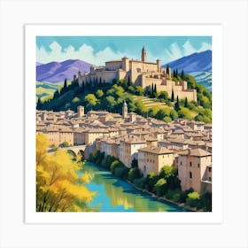 Urbino Italy Fauvist Painting Travel Poster Art Print 2 Art Print