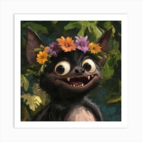 Bat Flower Crown Póster