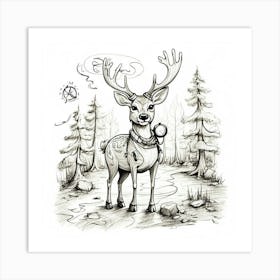 Deer In The Woods 96 Art Print