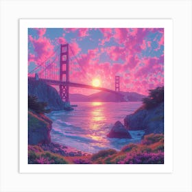 Sunset Over Golden Gate Bridge Art Print