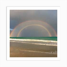 Double Rainbow Over The Ocean Art Print