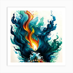 Fire Burning In The Ocean Art Print