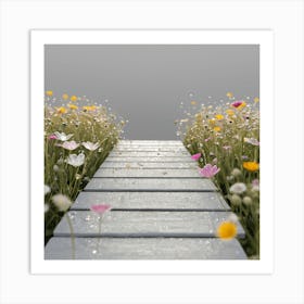 Path Through A Field Of Flowers Art Print