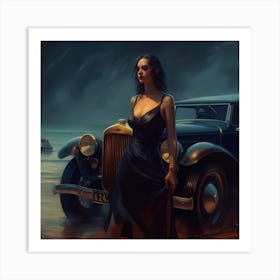 Girl And A Car Art Print