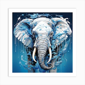 Elephant In Water Art Print