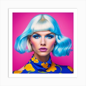 Beautiful Young Woman With Blue Hair Art Print