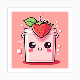 Kawaii Strawberry Art Print