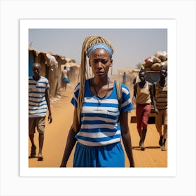 Woman Walks Down A Dirt Road Art Print