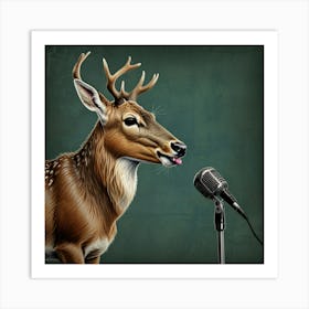 Deer With Microphone 1 Art Print