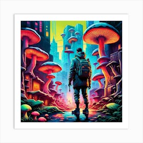 Cyberpunk Mushroom City Art Print