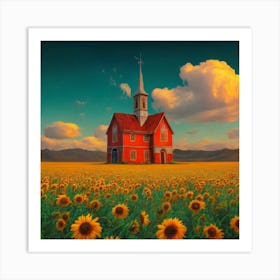 Sunflowers In The Field Art Print