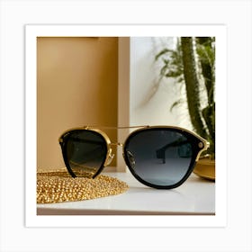 A Photo Of A Pair Of Sunglasses Sitting On A White (10) Art Print