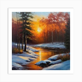 Sunset By The River 26 Art Print